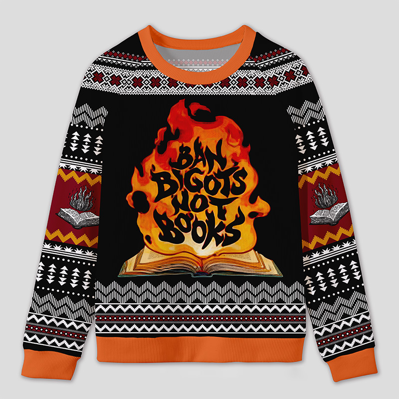Personalized Anti Book Ban Humor Ugly Sweater Office Holiday Party Gift for Book Defenders