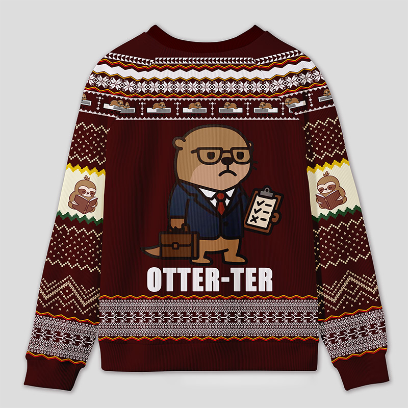 Personalized Otter Auditor Humor Ugly Sweater Office Holiday Party Gift for Accounting Pros