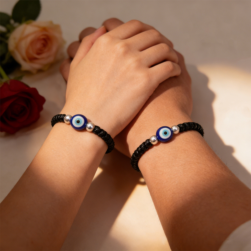 Personalized Evil Eye Bracelet Beaded Protection Jewelry Gift for Couples