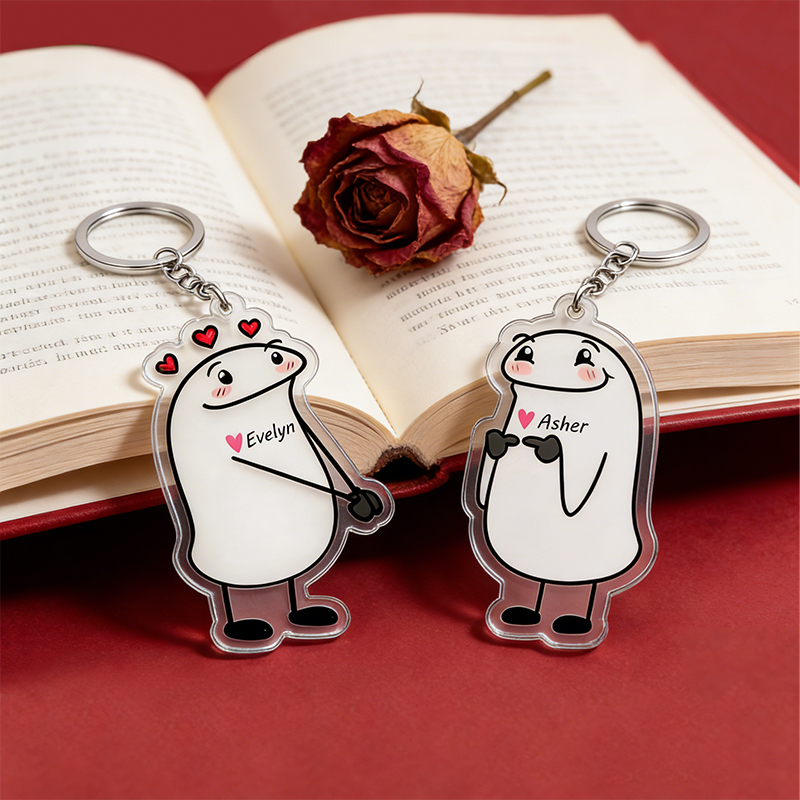 Personalized Sweet Confession Cartoon Keychain Engraved Keychain Playful Gift for Couples Romantic Holiday Gift
