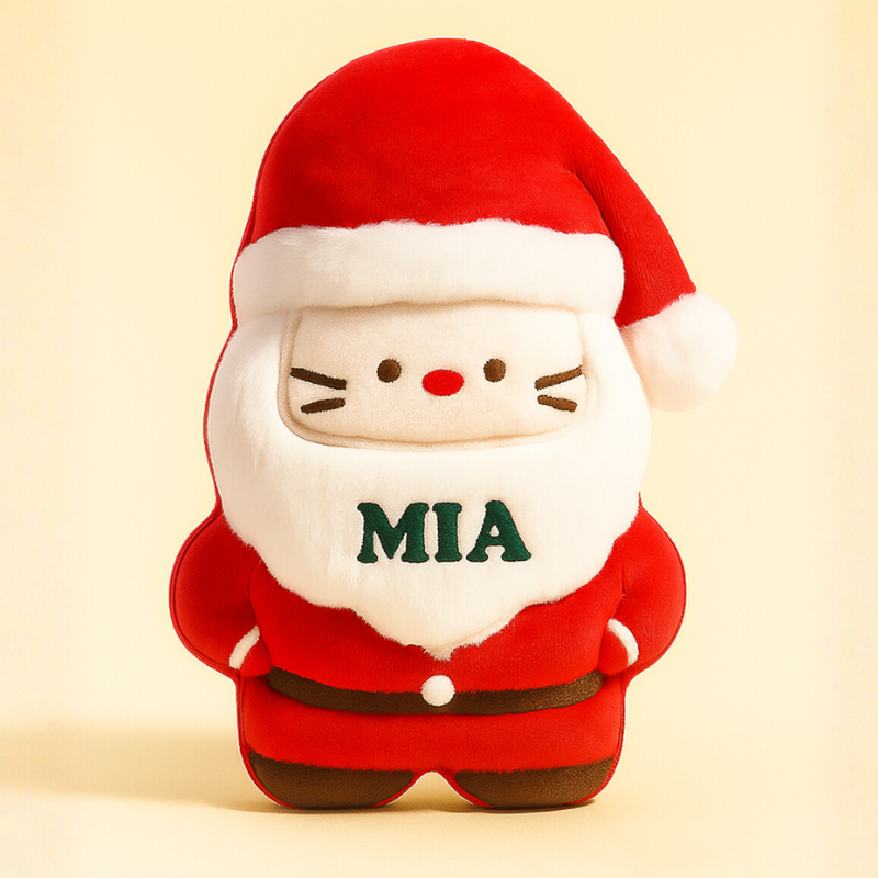 Personalized Santa Throw Pillow Custom Name Pillow for Christmas Soft Stuffed Pillow Holiday Toy for Kids Christmas Family Gift Bedroom Decor