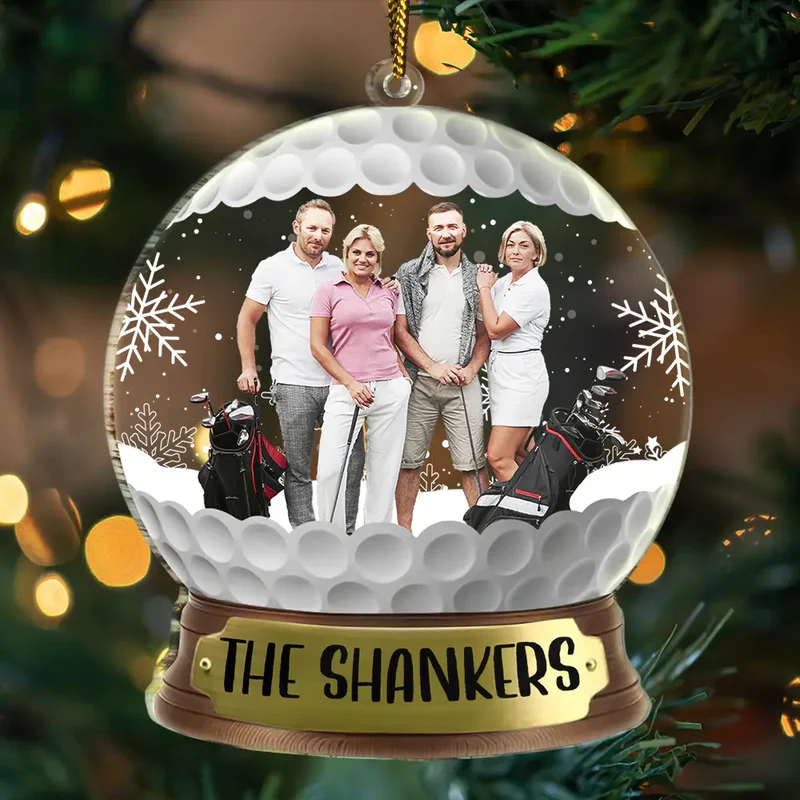 Personalized Golf Snow Globe Ornament with Custom Group Photo and Team Name