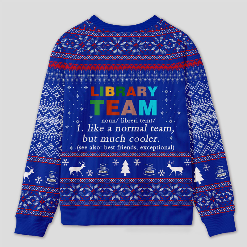 Personalized Library Team Themed Ugly Sweater Festive Gift for Book Loves
