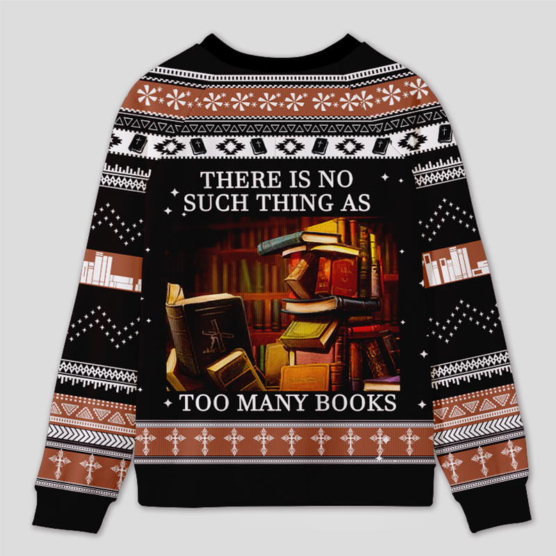 Personalized Never Enough Books Fun Ugly Sweater Holiday Gift for Book Lovers