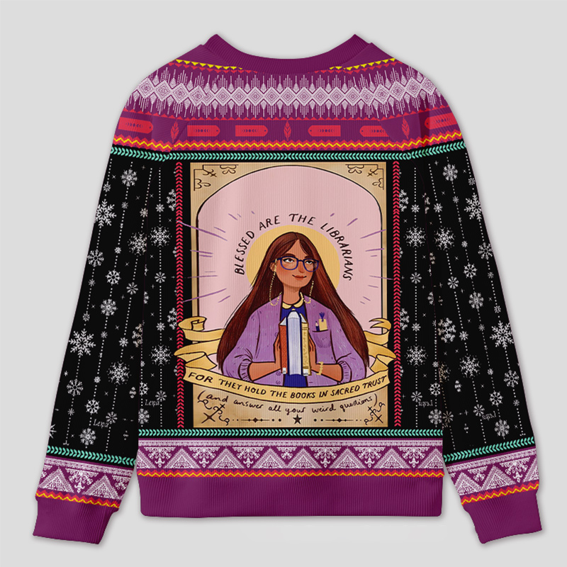 Personalized Librarian Appreciation Ugly Sweater Office Holiday Party Gift for Book Lovers