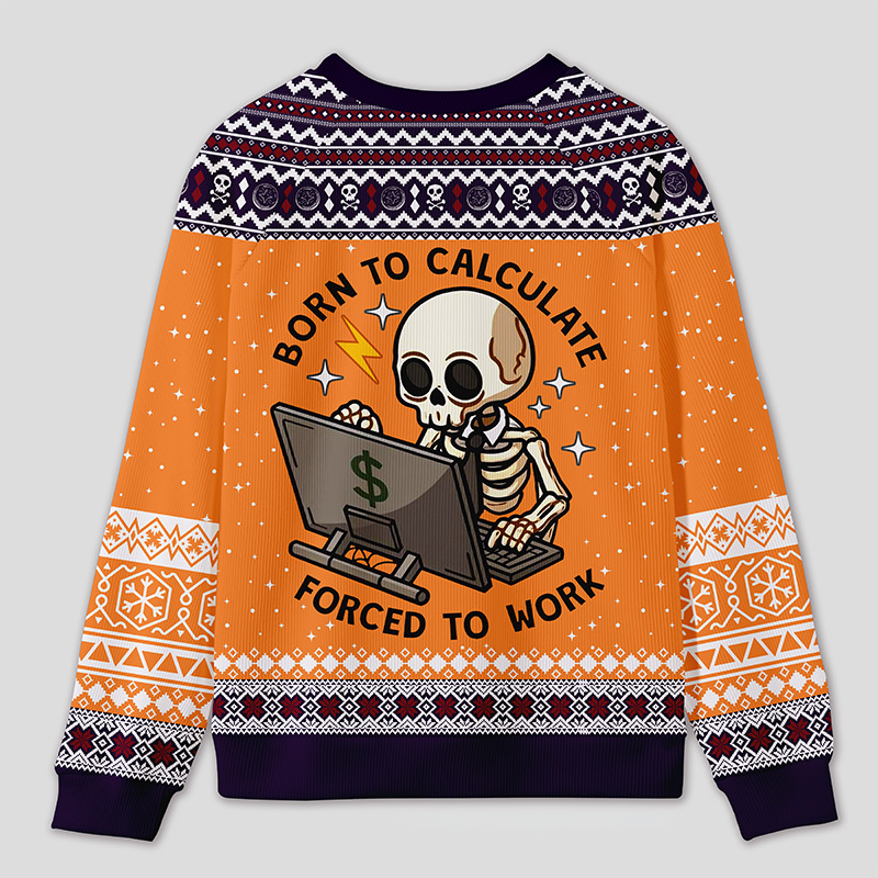 Personalized Working Skeleton Accountant Humor Ugly Sweater Office Holiday Party Gift for Accountants