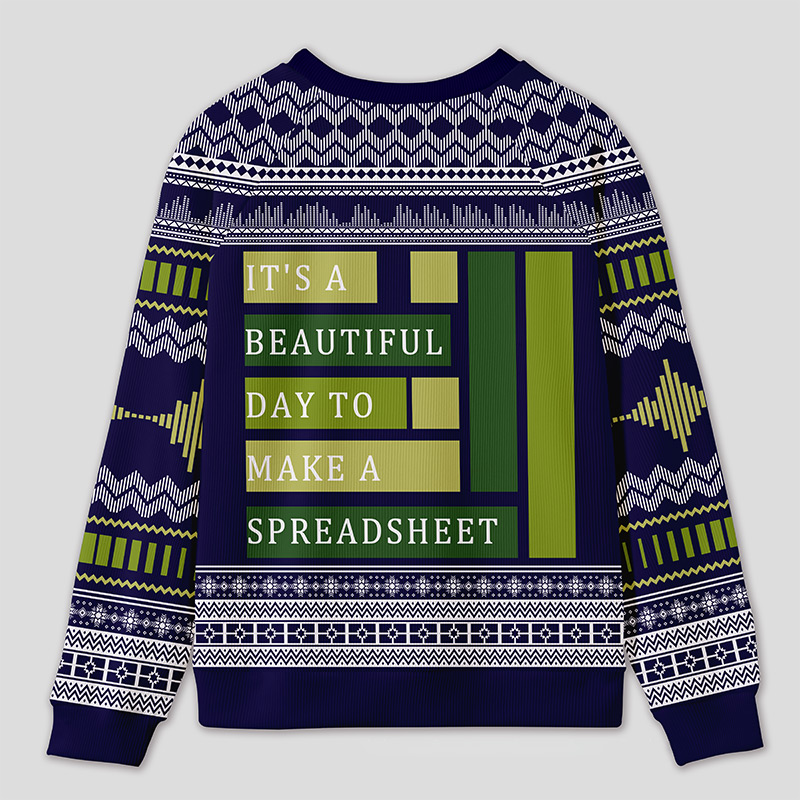 Personalized Spreadsheet Geek Humor Ugly Sweater Office Holiday Party Gift for Accounting Professionals
