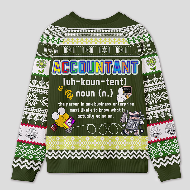 Personalized Energetic Accounting Funny Ugly Sweater Office Holiday Party Gift for Finance Pros
