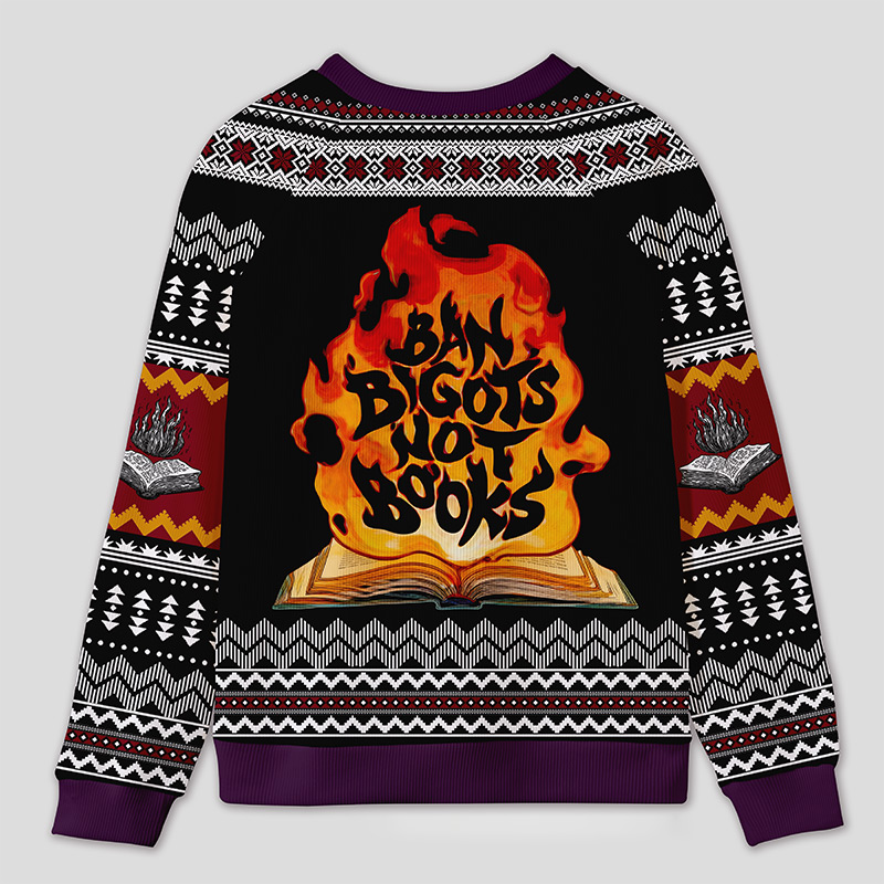 Personalized Anti Book Ban Humor Ugly Sweater Office Holiday Party Gift for Book Defenders