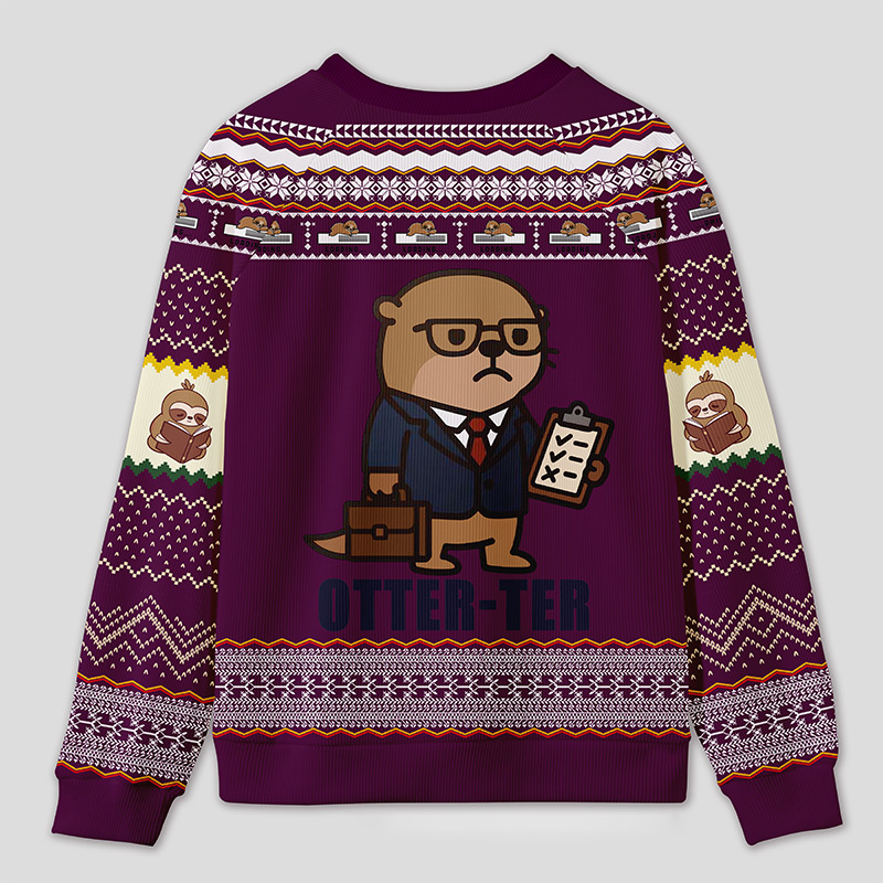 Personalized Otter Auditor Humor Ugly Sweater Office Holiday Party Gift for Accounting Pros