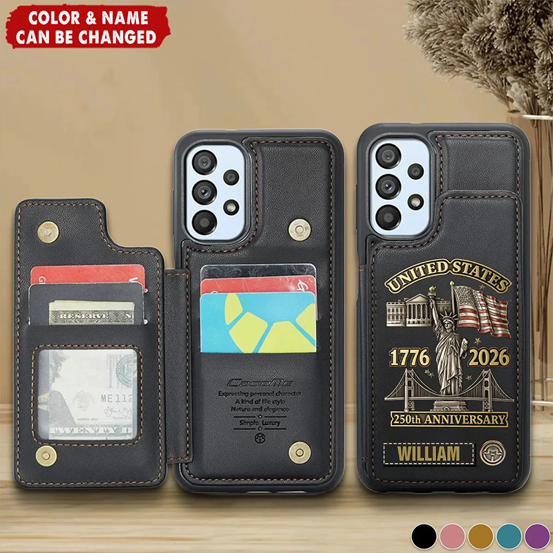 Personalized American 250th Anniversary Wallet Phone Case for Everyone Gift
