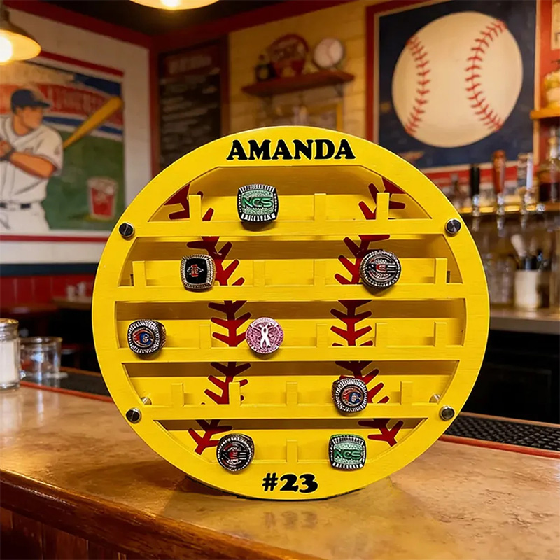 Personalized Softball Style Ring Holder Custom Name Number Perfect Gift for Softball Player