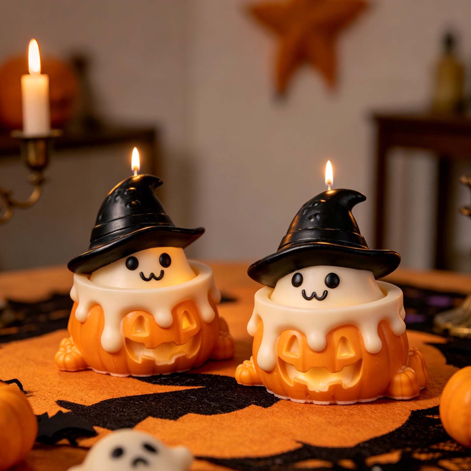 Pumpkin Cup Ghost Scented Candle Mold Cute Halloween Ghost Decoration Silicone Mold