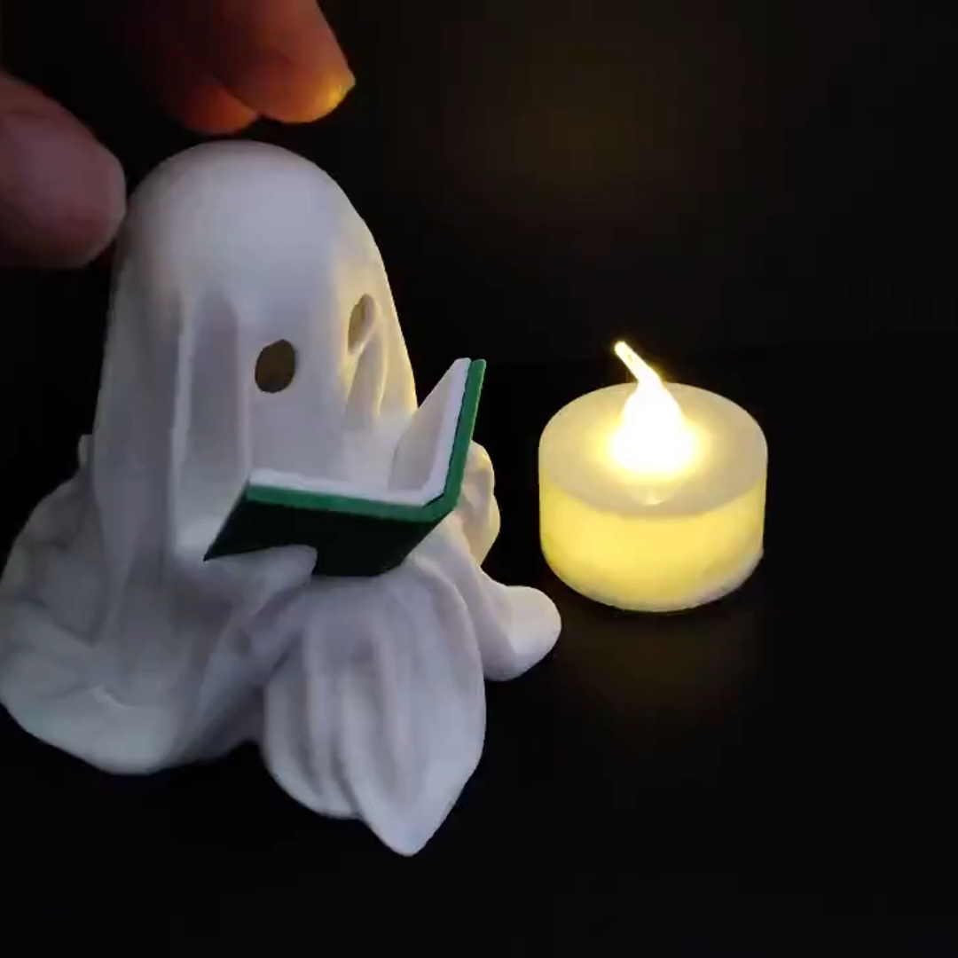 Ghost Reading Book Lantern With LED Tea Light Halloween Decor
