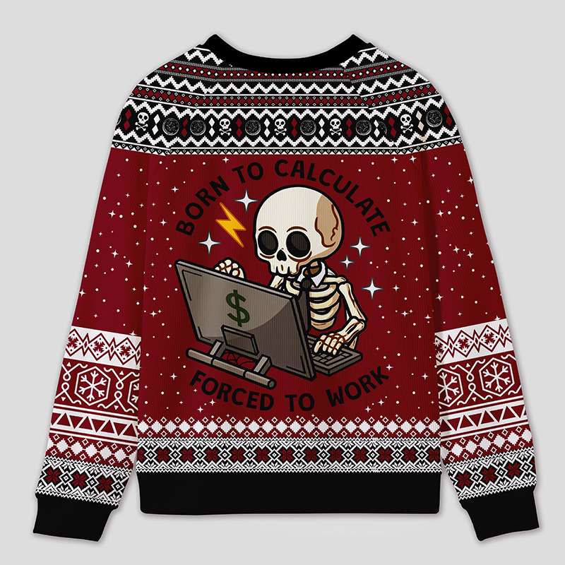 Personalized Working Skeleton Accountant Humor Ugly Sweater Office Holiday Party Gift for Accountants
