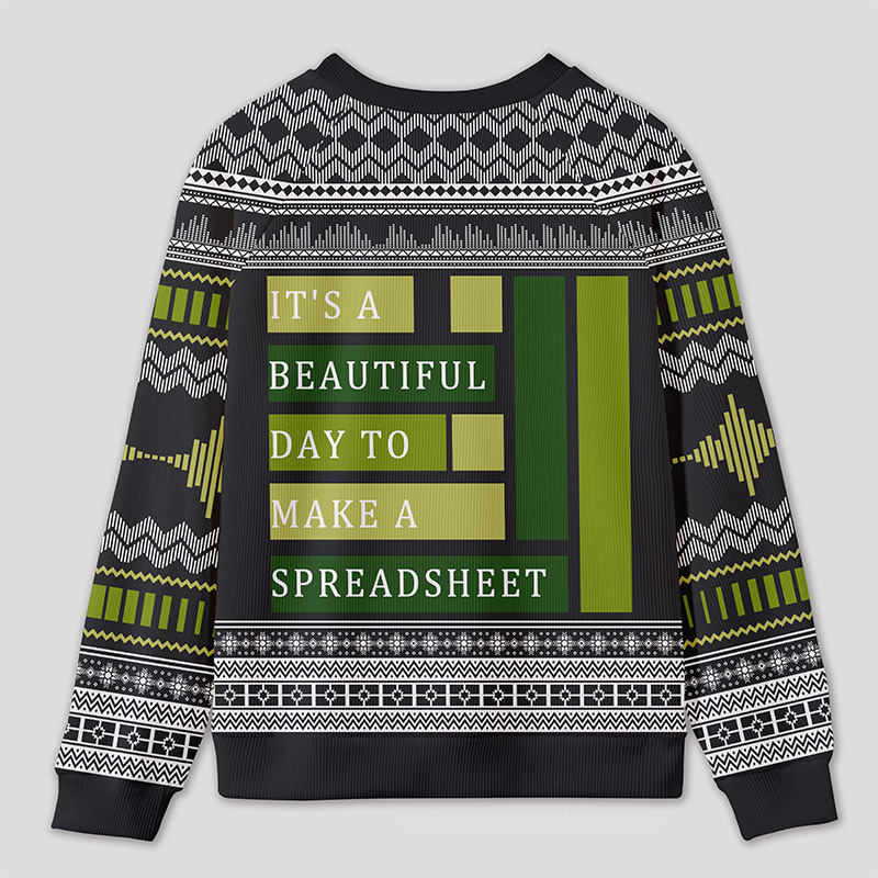 Personalized Spreadsheet Geek Humor Ugly Sweater Office Holiday Party Gift for Accounting Professionals