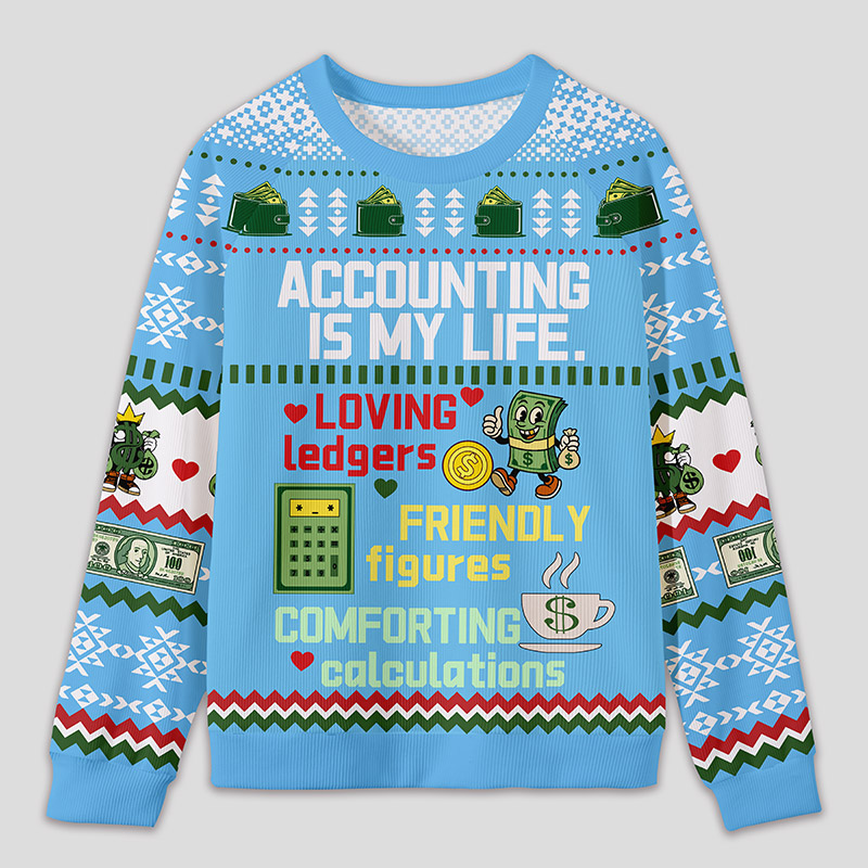 Personalized Accounting Humor Funny Ugly Sweater Office Holiday Party Gift for Finance Pros
