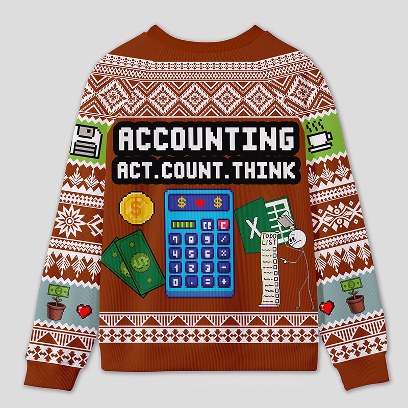 Personalized Calculator Challenge Humor Ugly Sweater Office Holiday Party Gift for Accountants