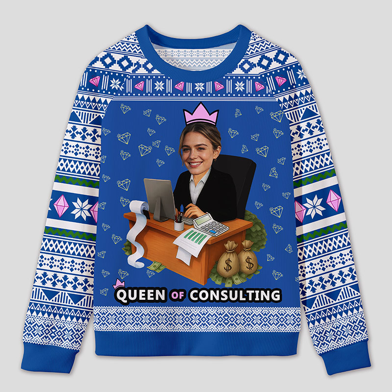 Personalized Accounting Queen Funny Ugly Sweater Office Holiday Party Gift for Finance Divas