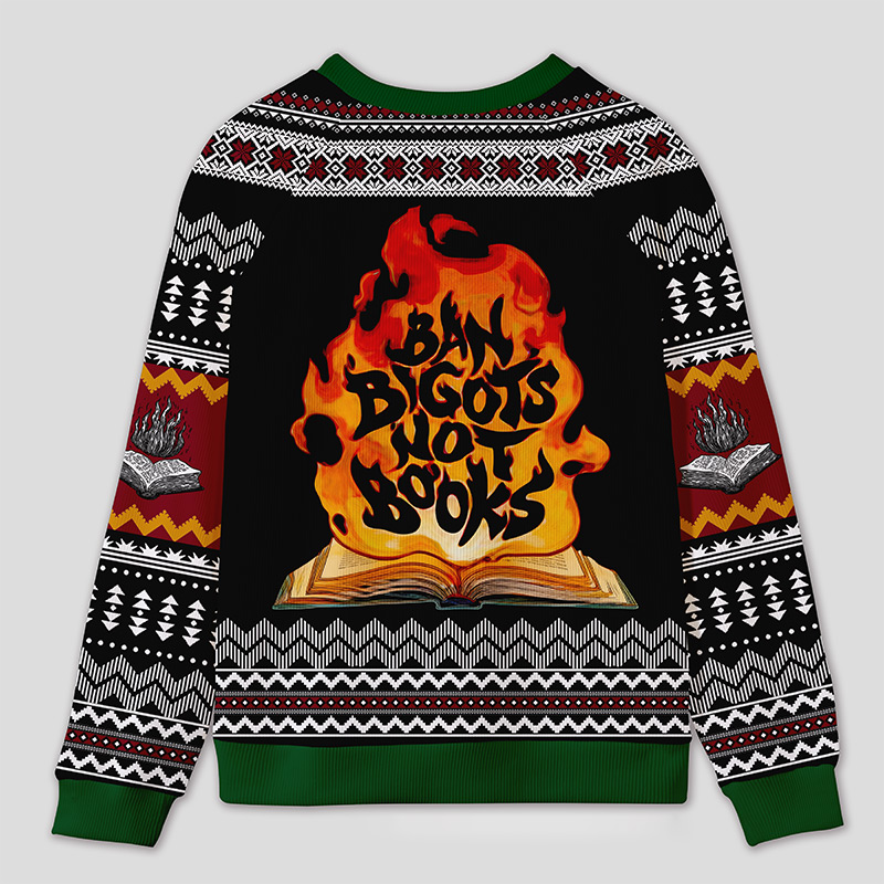 Personalized Anti Book Ban Humor Ugly Sweater Office Holiday Party Gift for Book Defenders