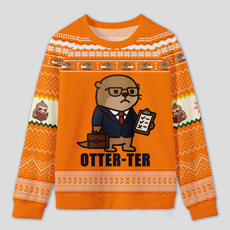Personalized Otter Auditor Humor Ugly Sweater Office Holiday Party Gift for Accounting Pros