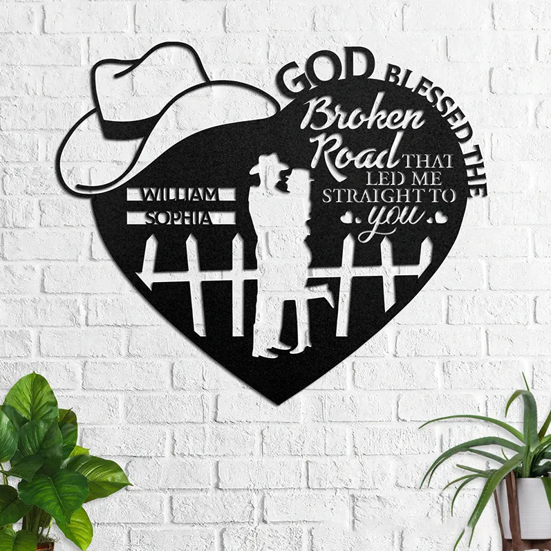 Personalized Metal Wall Art Sign with Custom Names Religious Wall Art Anniversary Gift Christian Gift for Couple Wedding Gift 