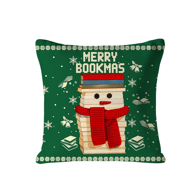 Personalized Christmas Bookworm Pillow with Name Warm Holiday Gift for Book Lovers
