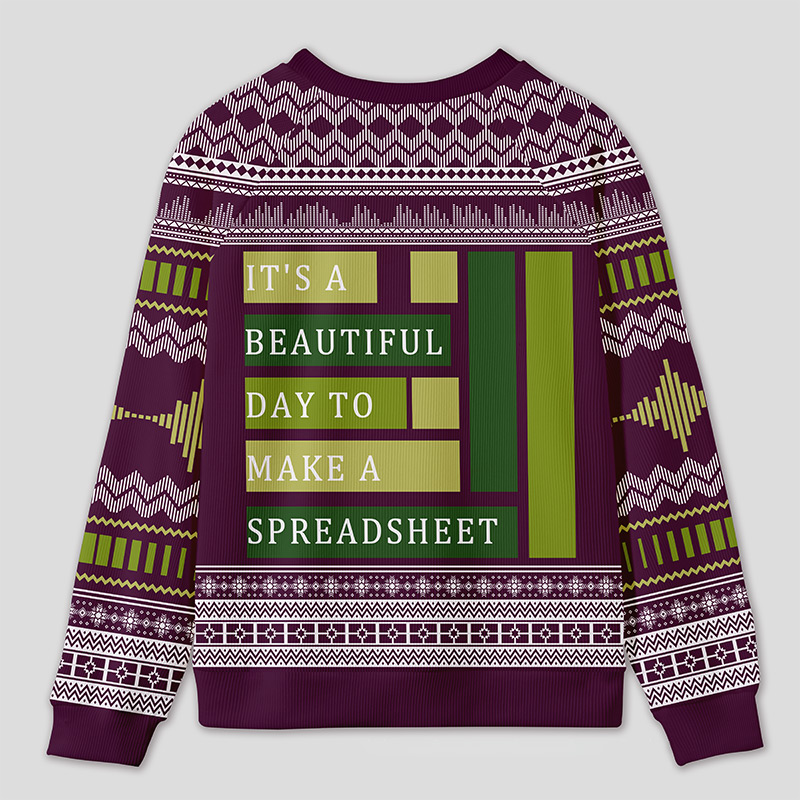 Personalized Spreadsheet Geek Humor Ugly Sweater Office Holiday Party Gift for Accounting Professionals