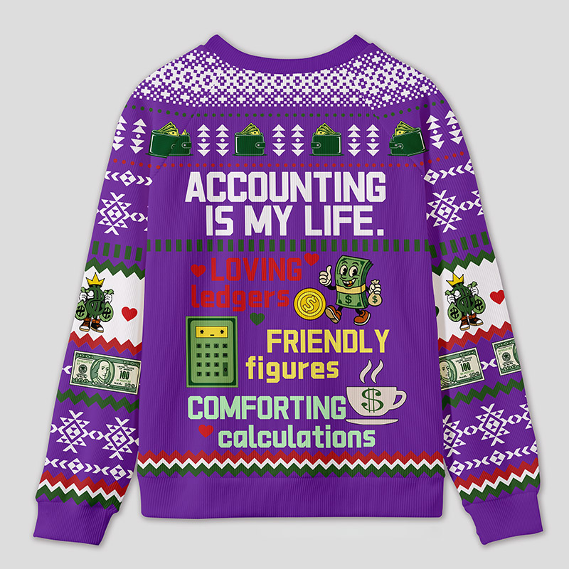 Personalized Accounting Humor Funny Ugly Sweater Office Holiday Party Gift for Finance Pros