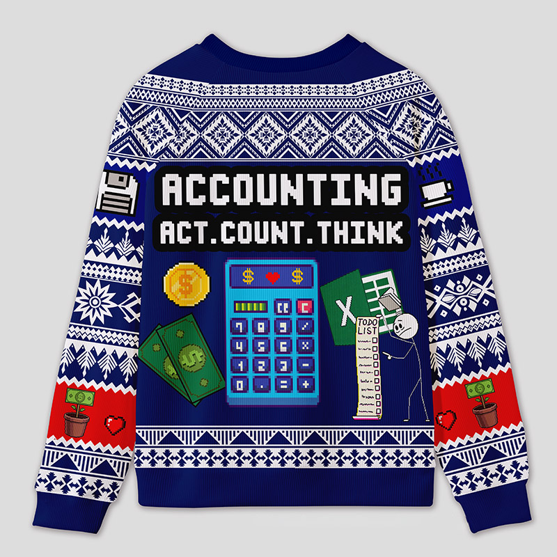 Personalized Calculator Challenge Humor Ugly Sweater Office Holiday Party Gift for Accountants