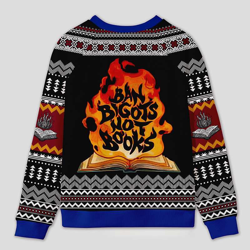 Personalized Anti Book Ban Humor Ugly Sweater Office Holiday Party Gift for Book Defenders