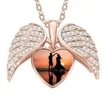 Personalized Cubic Zircon Heart Shape Angel Wing Photo Necklace Anniversary Birthday Gift for Her Sale-megacustom