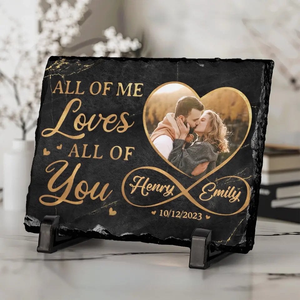 Personalized Couple Photo All of Me Loves All of You Heart Square and Rectangle Shaped Stone with Stand Newlyweds Stone Christmas Valentines Day Gift