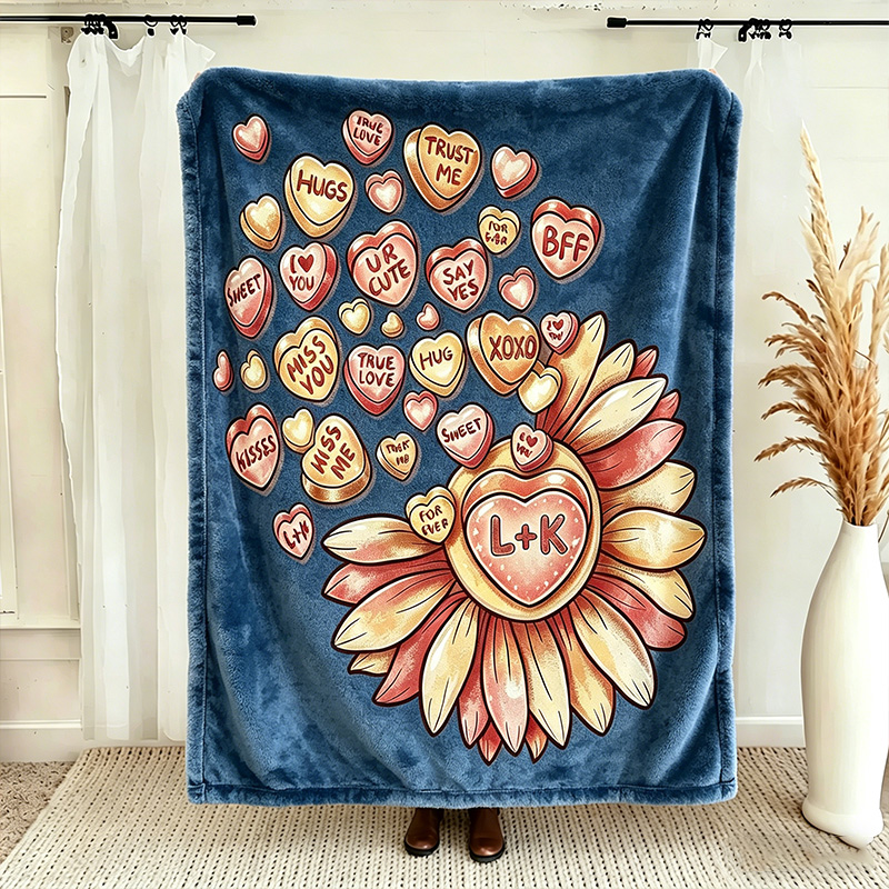 Personalized Couple Love Throw Blanket with Names Valentine Gift Gift for Husband Gift For Wife