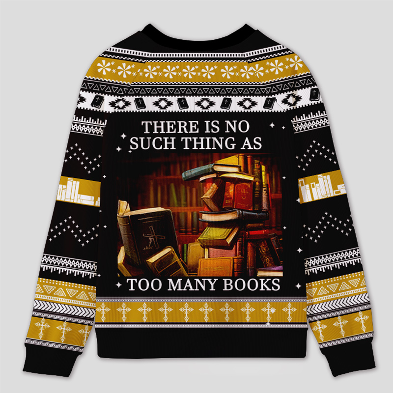 Personalized Never Enough Books Fun Ugly Sweater Holiday Gift for Book Lovers
