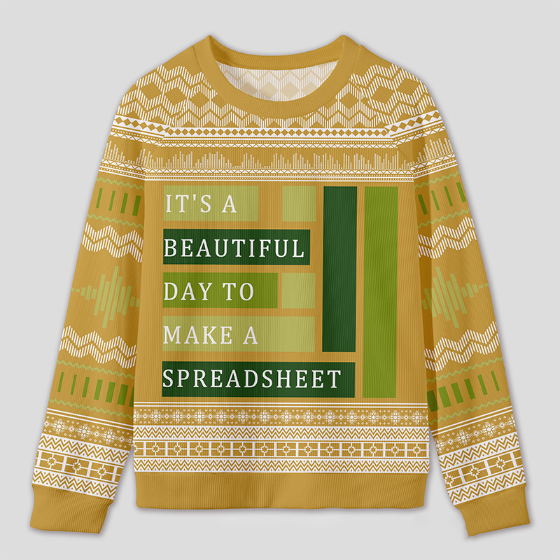 Personalized Spreadsheet Geek Humor Ugly Sweater Office Holiday Party Gift for Accounting Professionals