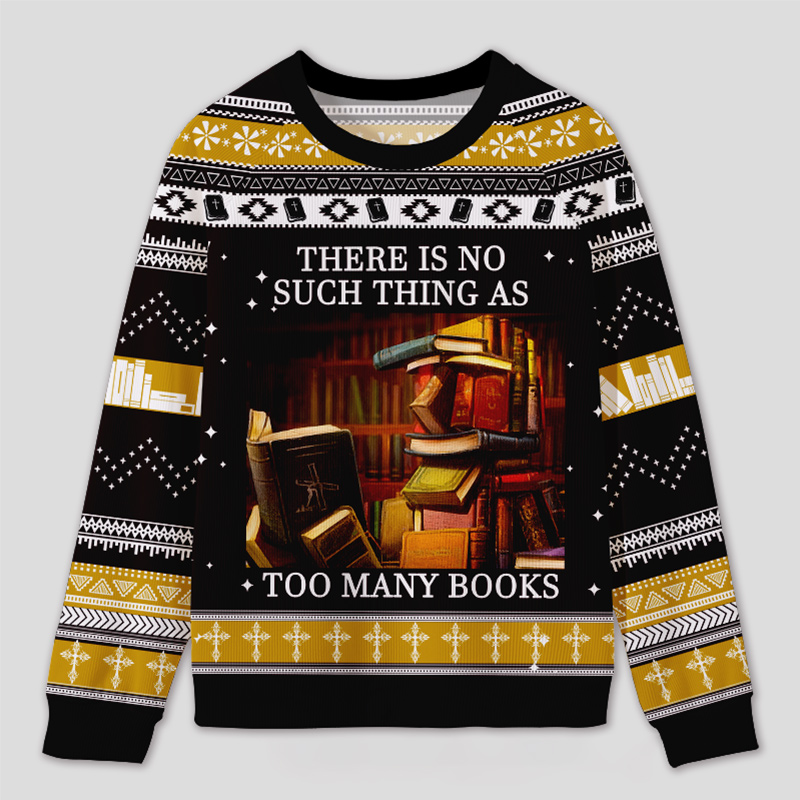 Personalized Never Enough Books Fun Ugly Sweater Holiday Gift for Book Lovers