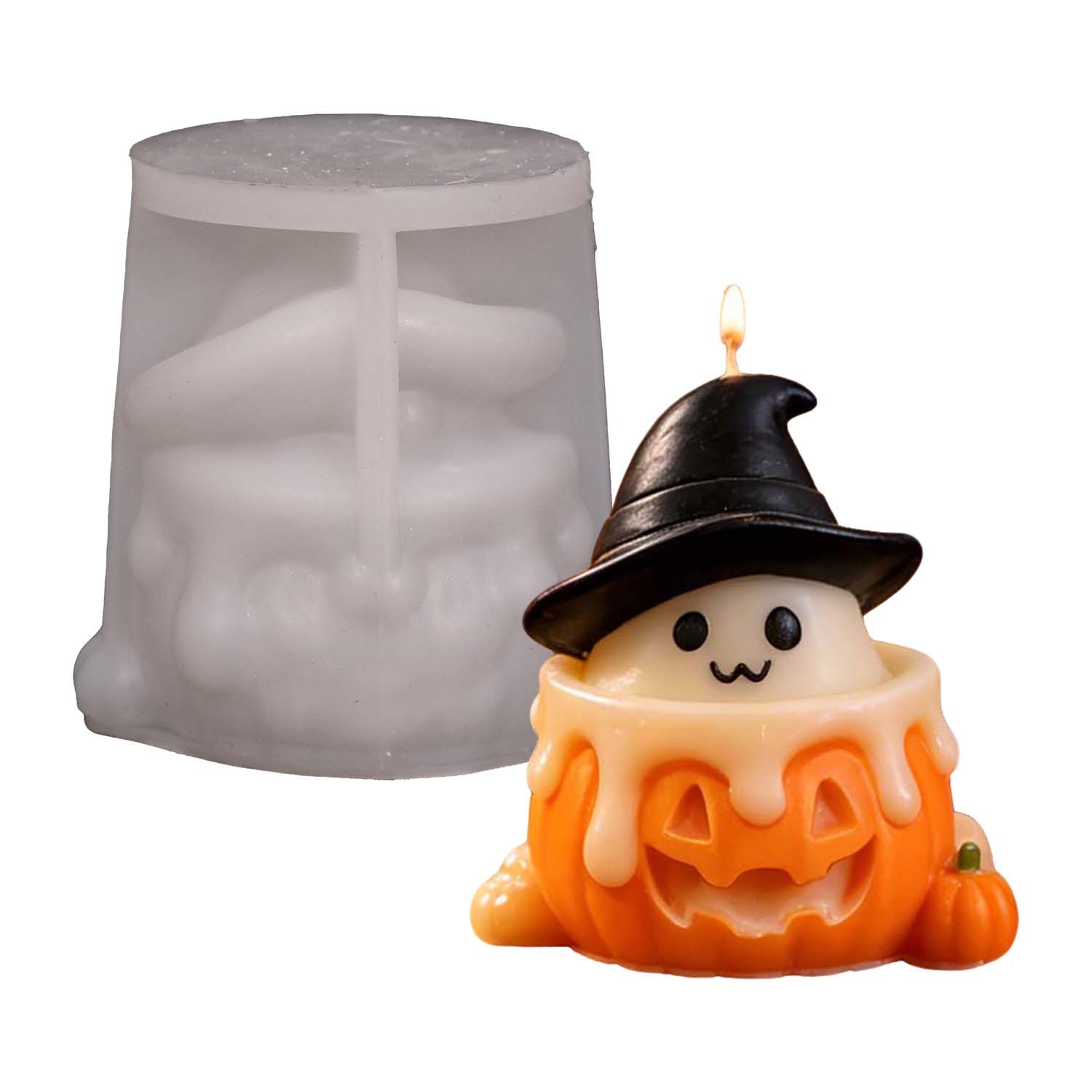 Pumpkin Cup Ghost Scented Candle Mold Cute Halloween Ghost Decoration Silicone Mold