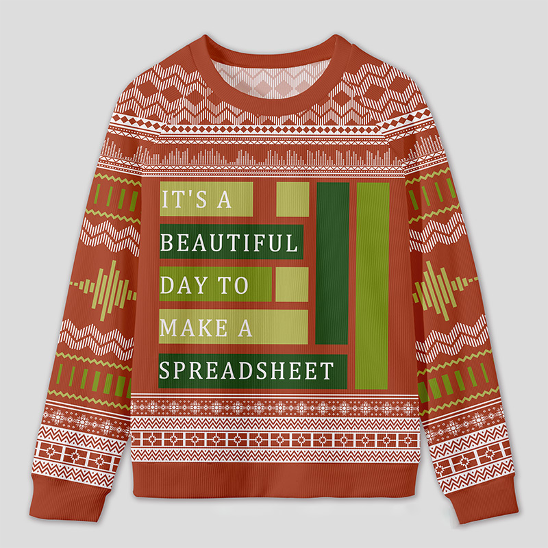 Personalized Spreadsheet Geek Humor Ugly Sweater Office Holiday Party Gift for Accounting Professionals