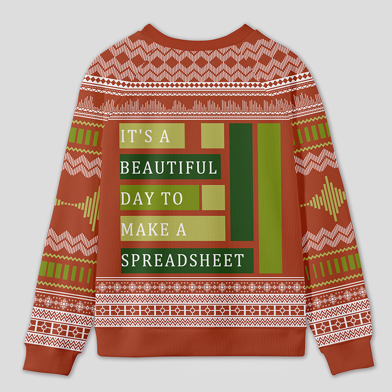 Personalized Spreadsheet Geek Humor Ugly Sweater Office Holiday Party Gift for Accounting Professionals