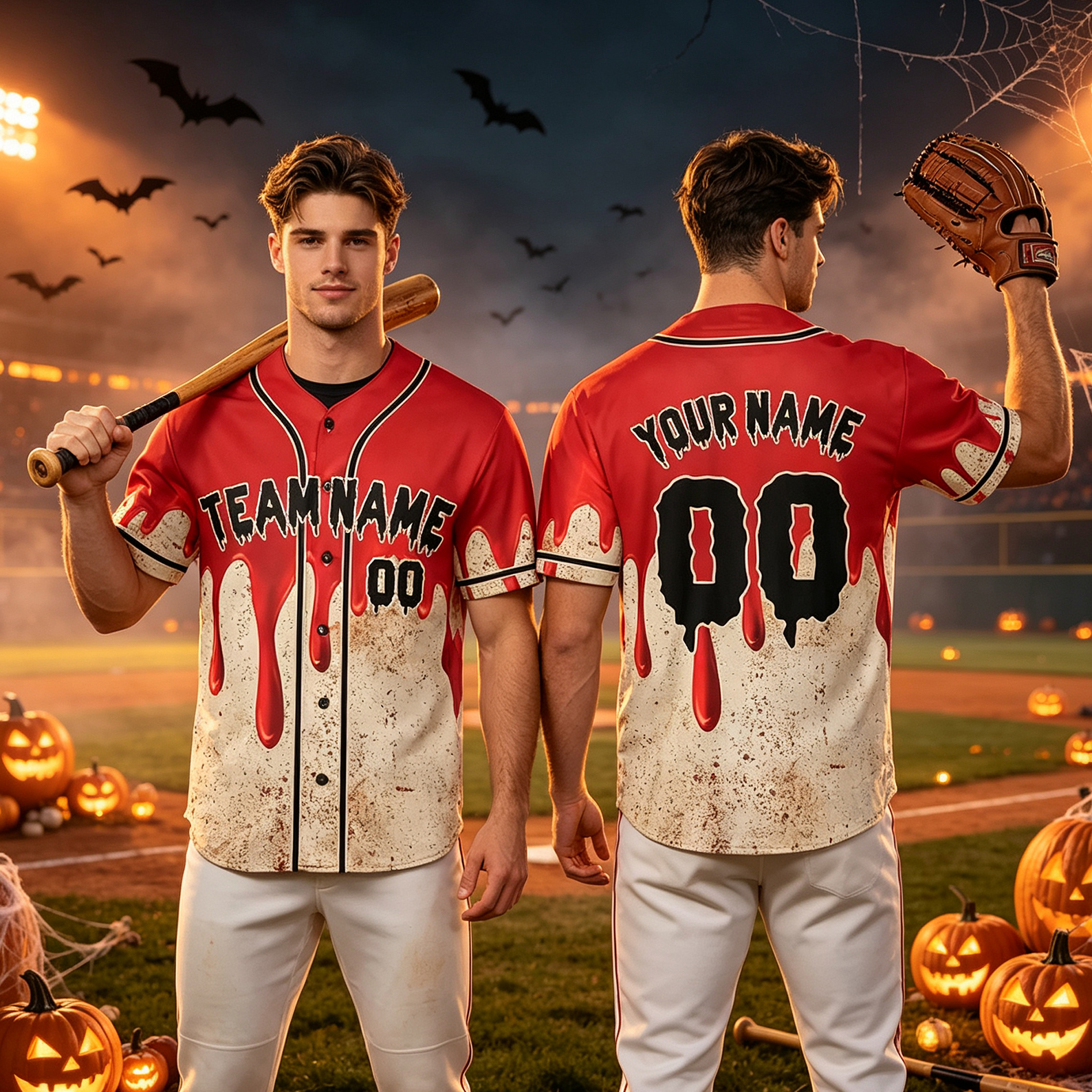 Personalized Halloween Jersey with Dripping Blood and Custom Name Sale-megacustom