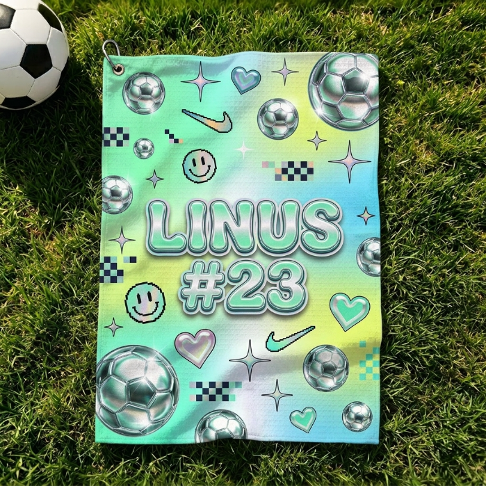 Personalized Y2K Holographic Soccer Towel Custom Name Number Soccer Sports Towel