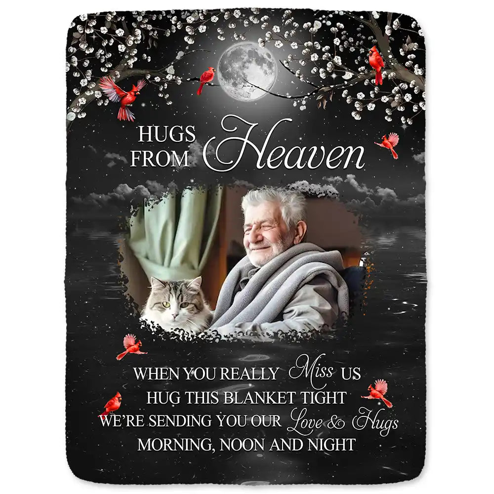 Personalized Memorial Blanket With Cardinal Design Custom Photo When You Miss Me Have No Fear Hug This Blanket And Know I’m Here Keepsake