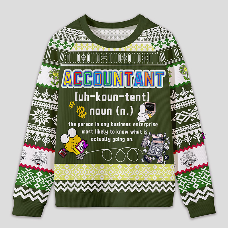 Personalized Energetic Accounting Funny Ugly Sweater Office Holiday Party Gift for Finance Pros