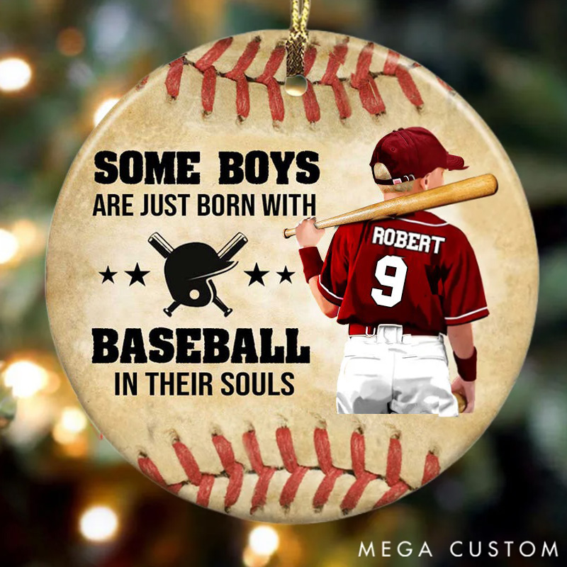 Personalized Baseball Christmas Ornament with Custom Name and Number for the True Baseball Lover