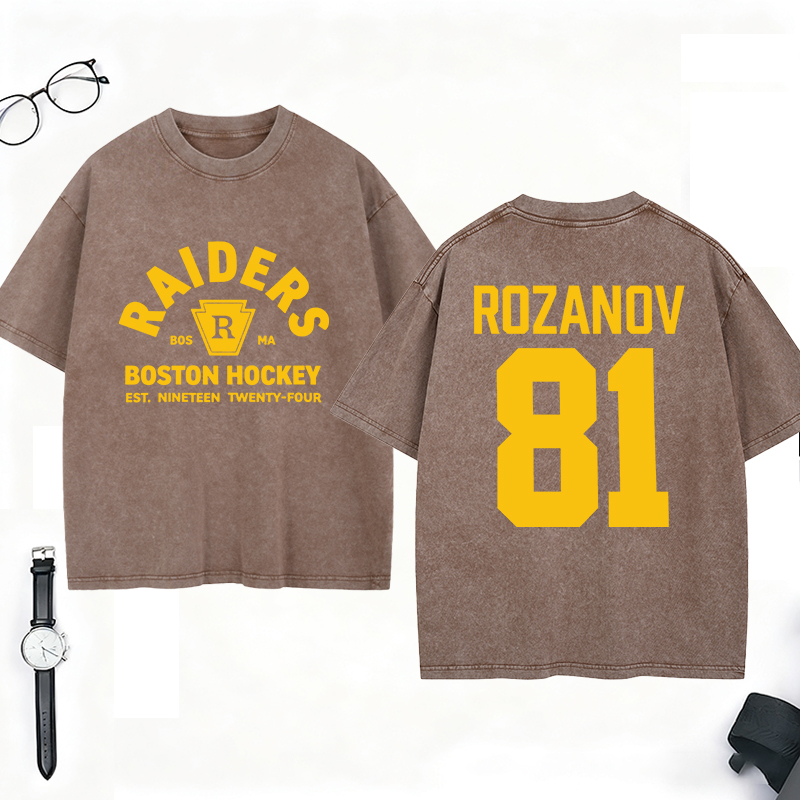 Personalized Boston HockeyTeam Washed T-Shirt Custom Name and Number for Hockey Fans