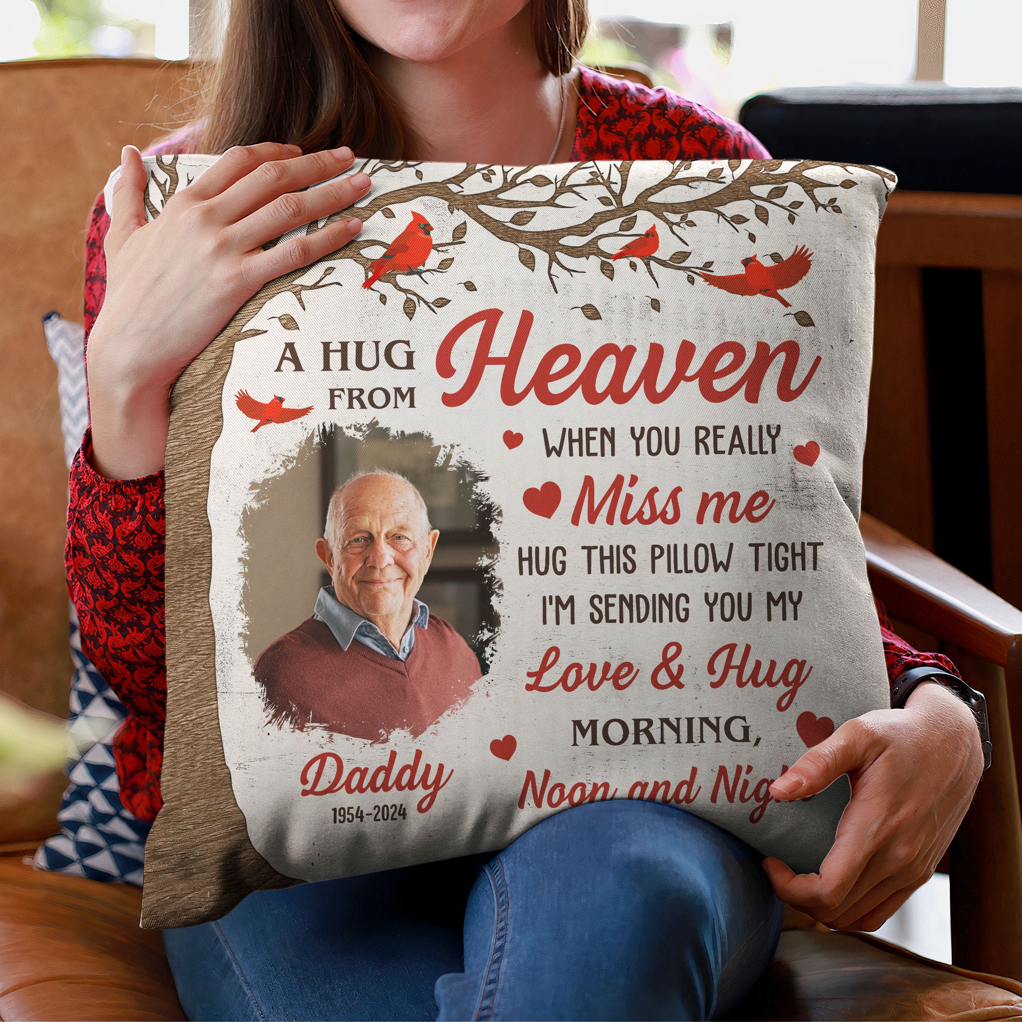 Personalized Memorial Pillow A Hug From Heaven Memorial Gift Custom Photo Memory Pillow 