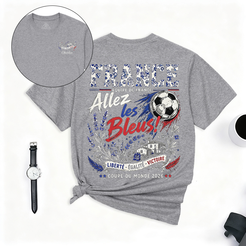 Personalized Football T-shirt Allez Les Bleus Custom Name Gift for France Football Fans