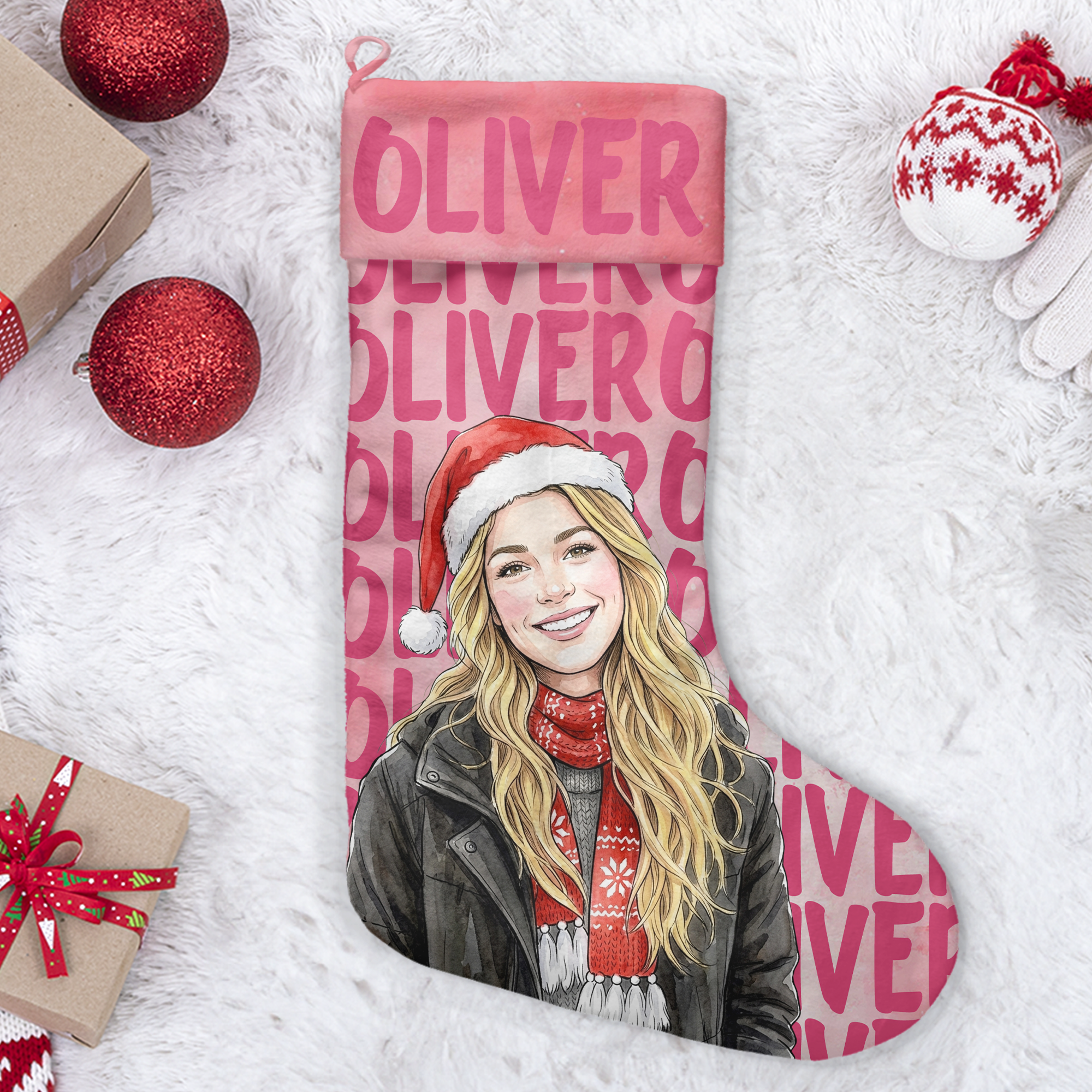 [Copy]Personalized Sewing Themed Christmas Stocking, Sewn With Love Custom Name Xmas Stocking