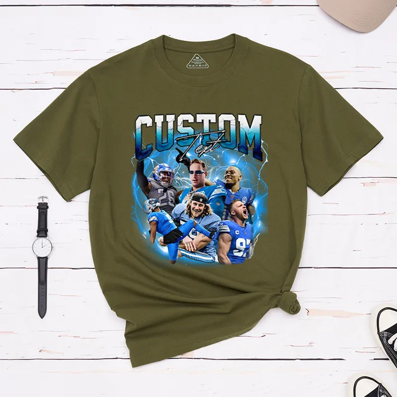 Personalized Lightning Themed Athlete Graphic T-Shirt with Custom Photos and Text